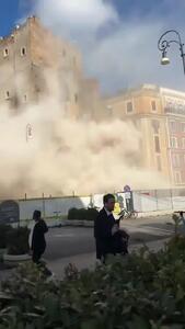  فرو ریختن برج کونتی در رم حین عملیات مرمت + فیلم