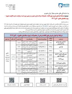  شرایط فراخوان واریز وجه فروش فوری ، فوق العاده و پیش فروش محصولات ایران خودرو