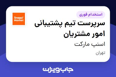  استخدام سرپرست تیم پشتیبانی امور مشتریان در اسنپ مارکت