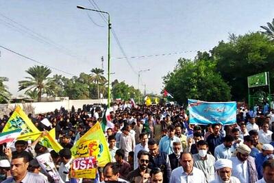  طنین شعار مرگ بر آمریکا از دل نخلستان های قصرقند