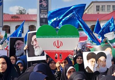  حماسه حضور دانش‌آموزان گیلانی در راهپیمایی 13 آبان؛ از شعار «حیدر حیدر» تا نوای فاطمی - تسنیم