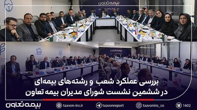  بررسی عملکرد شعب و رشته‌های بیمه‌ای در ششمین نشست شورای مدیران بیمه تعاون | اقتصاد24