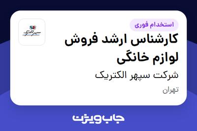  استخدام کارشناس ارشد فروش لوازم خانگی - آقا در شرکت سپهر الکتریک