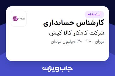  استخدام کارشناس حسابداری در شرکت کامکار کالا کیش