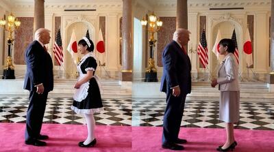  تصاویر جنجالی ترامپ و خانم نخست وزیر