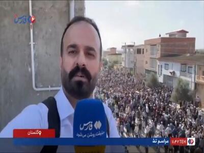  تصاویر هوایی از تشییع صابر کاظمی