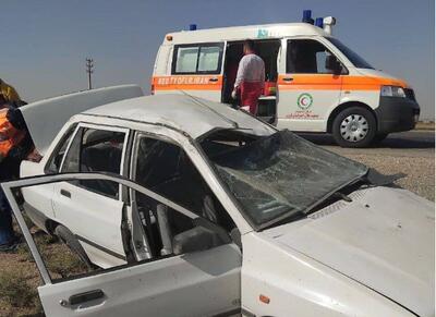  واژگونی خودرو در تاکستان حادثه آفرید