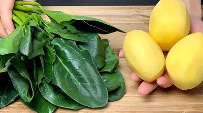  طرز تهیه یک غذای خیلی خوشمزه و متفاوت با سیب زمینی و اسفناج