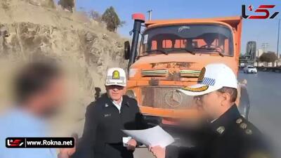  فیلم توقیف کامیون شهرداری اراک با 67 میلیون تومان خلافی