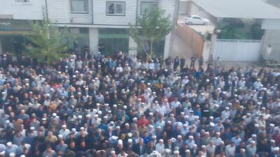  تمام آق قلا در صف نماز میت صابر کاظمی