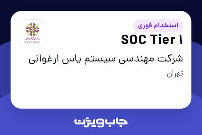  استخدام SOC Tier 1 - آقا در شرکت مهندسی سیستم یاس ارغوانی
