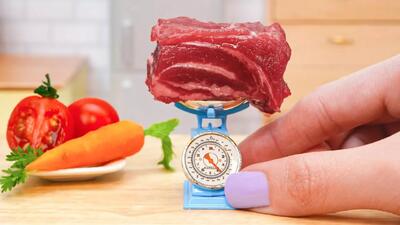  آشپزی مینیاتوری/ دستور پخت آسان کدو و گوشت گاو / مینی فود / غذای مینیاتوری