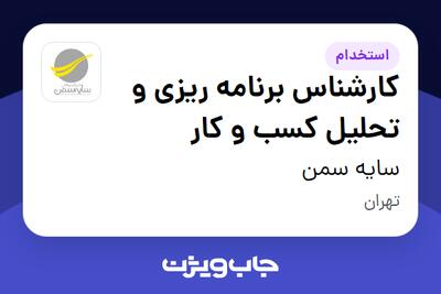  استخدام کارشناس برنامه ریزی و تحلیل کسب و کار در سایه سمن