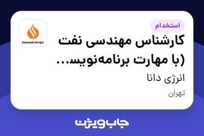  استخدام کارشناس مهندسی نفت (با مهارت برنامه‌نویسی بک‌اند) در انرژی دانا