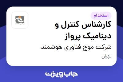  استخدام کارشناس کنترل و دینامیک پرواز - آقا در شرکت موج فناوری هوشمند