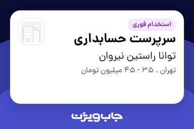  استخدام سرپرست حسابداری در توانا راستین نیروان