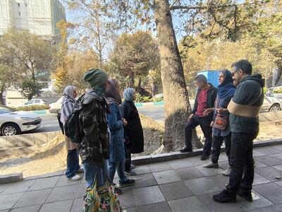  تیشه شهرداری به ریشه درختان، با سنگفرش