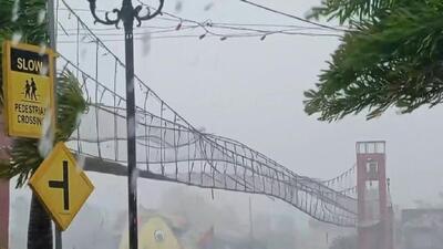  طوفان پل معلق معروف فیلیپین را به لرزه انداخت (فیلم)