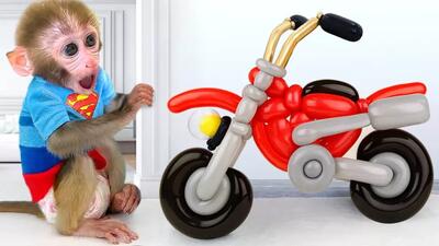  انیمیشن آموزشی میمون بازیگوش | بچه میمون و موتور