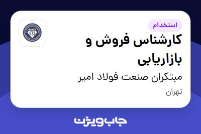  استخدام کارشناس فروش و بازاریابی در مبتکران صنعت فولاد امیر