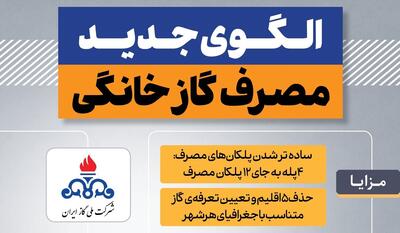  الگوی جدید مصرف گاز خانگی