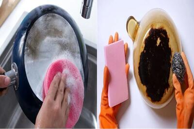  ترفندهای عجیب اما مؤثر برای تمیزی پشت قابلمه/ روش جلوگیری از سیاهی دوباره قابلمه‌ ها