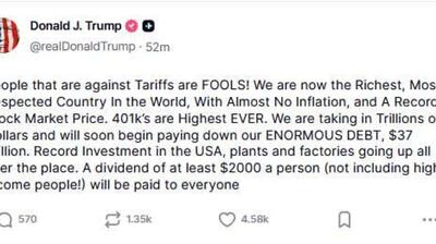  ترامپ به هر آمریکایی وعده 2000 دلار «سود تعرفه» می دهد‌