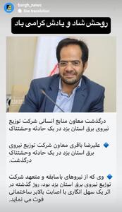  درگذشت معاون منابع انسانی توزیع برق یزد در یک حادثه
