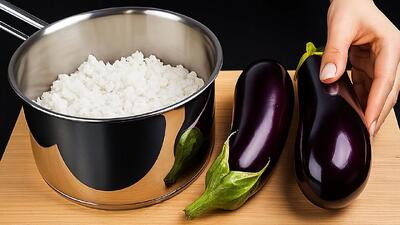  طرز تهیه شام سالم در ۱۵ دقیقه!۱ پیمانه برنج و ۲ بادمجان!