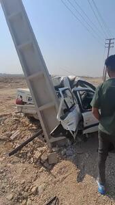 تصادف شدید پژو پارس در بندر ماهشهر