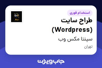  استخدام طراح سایت (Wordpress) در سپنتا مکس وب
