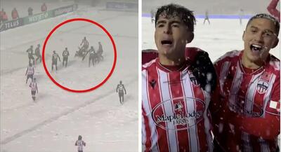  گل قیچی برگردان زیبا در کولاک و برف سنگین در فینال لیگ کانادا - پارس فوتبال