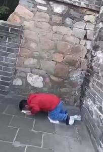  فیلم / وایرال شدن  نماز خواندن بازیگر سریال ستایش روی دیوار چین ... / امید علیمردانی همه را مبهوت کرد ...