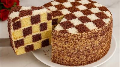  طرز تهیه کیک شطرنجی در خانه با یک تکنیک ساده