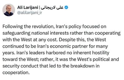  علی لاریجانی: ایران دشمنی ذاتی با غرب ندارد+ عکس | اقتصاد24