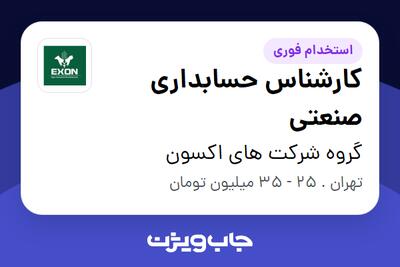  استخدام کارشناس حسابداری صنعتی در گروه شرکت های اکسون