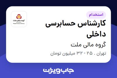  استخدام کارشناس حسابرسی داخلی در گروه مالی ملت