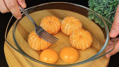  دو تا نارنگی و دو تا تخم مرغ داری؟ طرز تهیه دسری سریع و خوشمزه با نارنگی