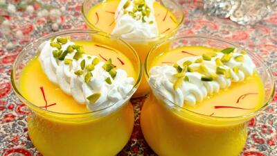  ساده ترین دسر زعفرانی بدون ژلاتین | راحت و فوری آماده میشه !