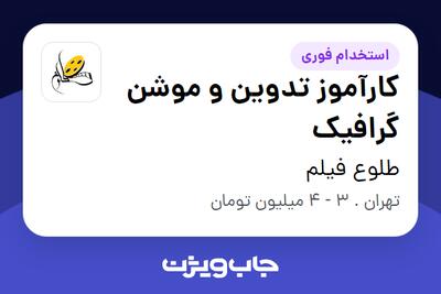  استخدام کارآموز تدوین و موشن گرافیک - خانم در طلوع فیلم