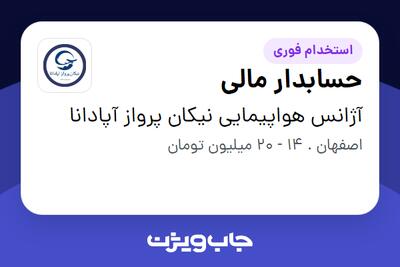  استخدام حسابدار مالی - خانم در آژانس هواپیمایی نیکان پرواز آپادانا