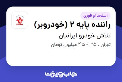  استخدام راننده پایه 2 (خودروبر) - آقا در تلاش خودرو ایرانیان