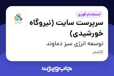  استخدام سرپرست سایت (نیروگاه خورشیدی) در توسعه انرژی سبز دماوند