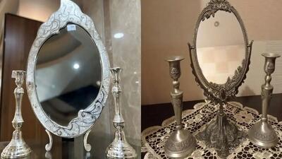  زیباترین مدل‌ های آینه شمعدان نقره + انتخابی لوکس و شیک