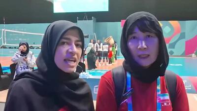  واکنش سرمربی و بازیکن تیم ملی والیبال زنان پس از کسب مدال برنز بازی‌های کشورهای اسلامی