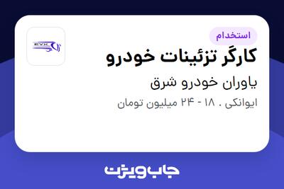  استخدام کارگر تزئینات خودرو - آقا در یاوران خودرو شرق