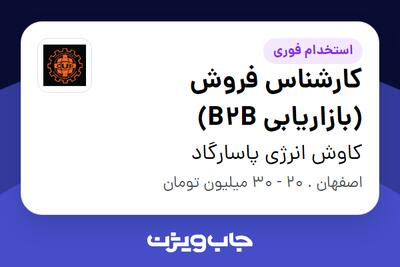  استخدام کارشناس فروش (بازاریابی B2B) - آقا در کاوش انرژی پاسارگاد