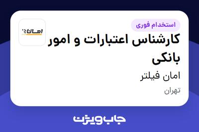  استخدام کارشناس اعتبارات و امور بانکی در امان فیلتر