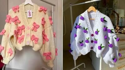  15 مدل ژاکت بافت گلدار شیک برای روزهای سرد پاییز و زمستان