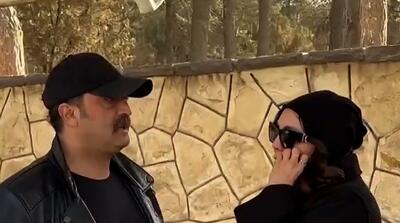  مصطفی زمانی و لیلا بلوکات در تشییع همایون ارشادی